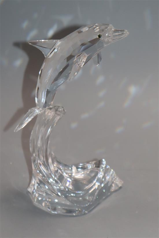 A cased Swarovski dolphin height 20cm